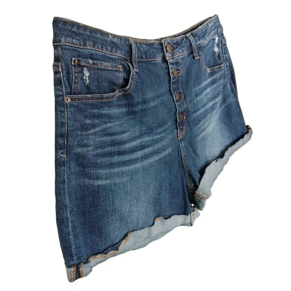 Time And Tru Womens Size 20 High-Rise Distressed Denim Shorts Button Fly - Picture 4 of 8